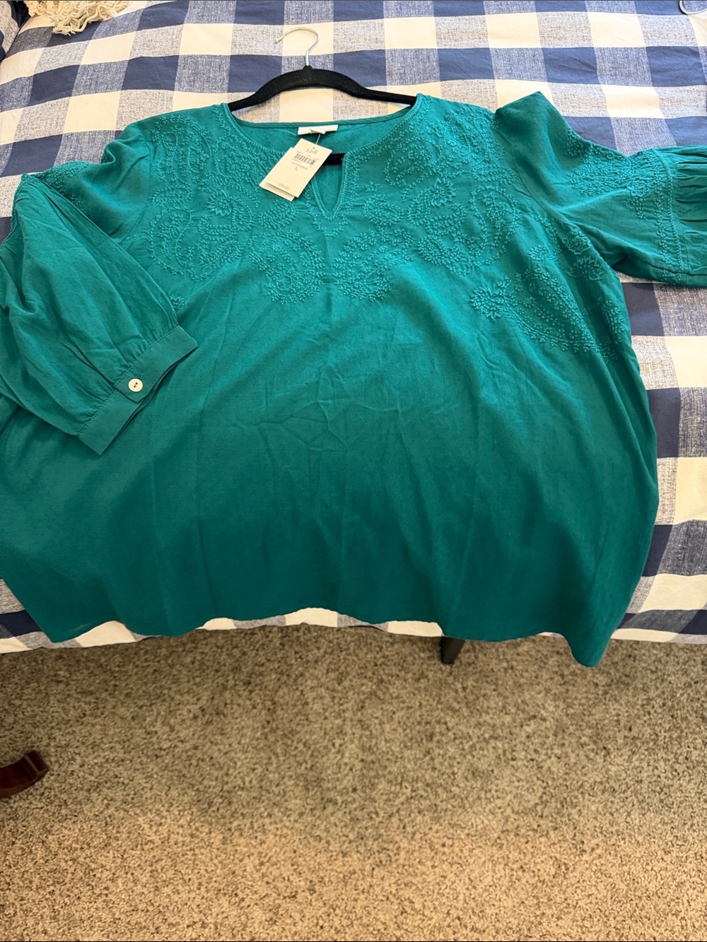 J. Jill Teal Embroidered Tunic Top
